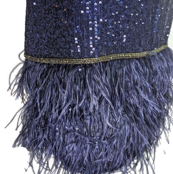 Relisted - TAHARI ASL blue sequined feather dress - Picture 4 of 6